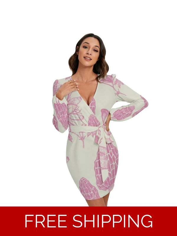 Motiff Long Sleeve Dress with Waist Belt